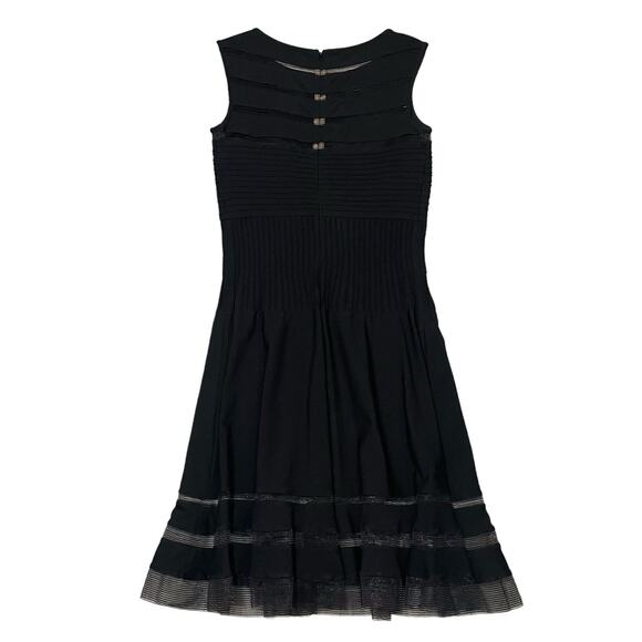 Tadashi Shoji Sleeveless Mesh Stripe Jersey Dress Fit & Flare Black - Size Small - Picture 8 of 11